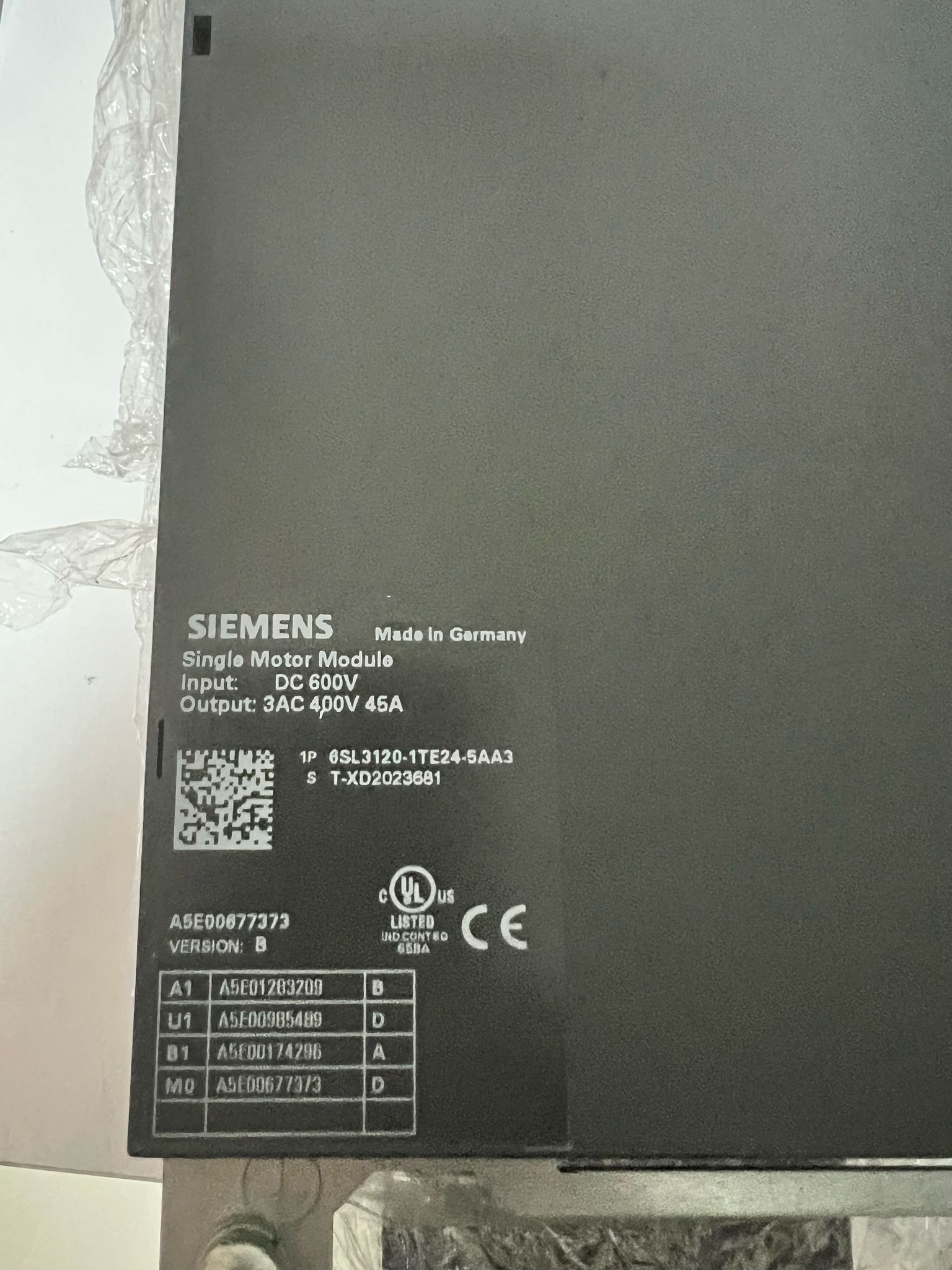 Siemens SINAMICS S120 Single Motor Module 45A thumbnail