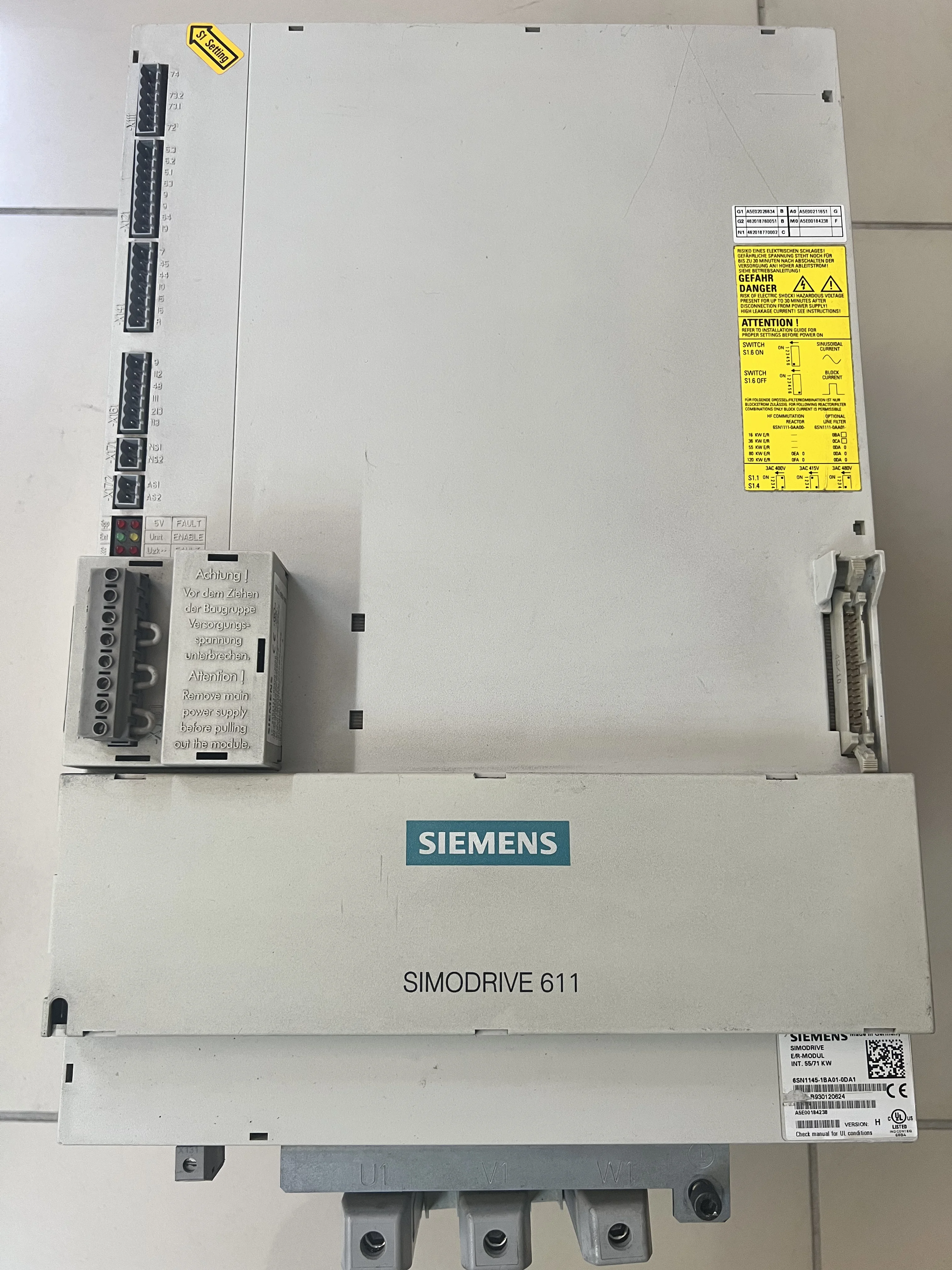 Siemens 6SN1145-1BA01-0DA1 SIMODRIVE 611 Power Supply Modülü